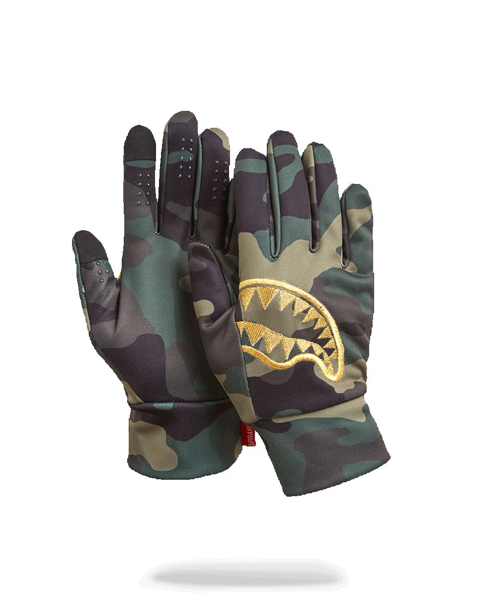 GOLD STENCIL CAMO GLOVES