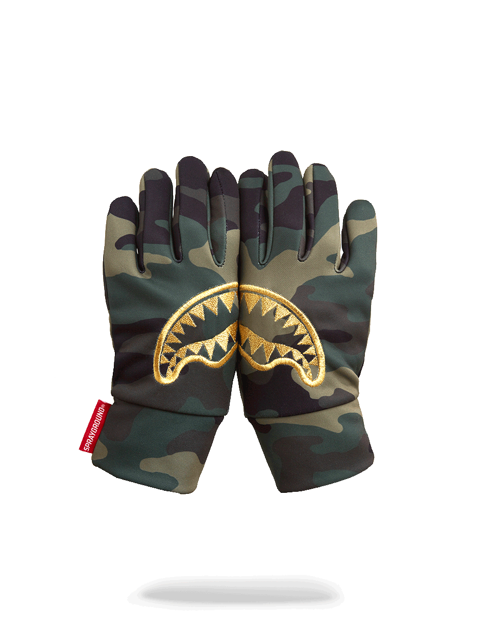 GOLD STENCIL CAMO GLOVES